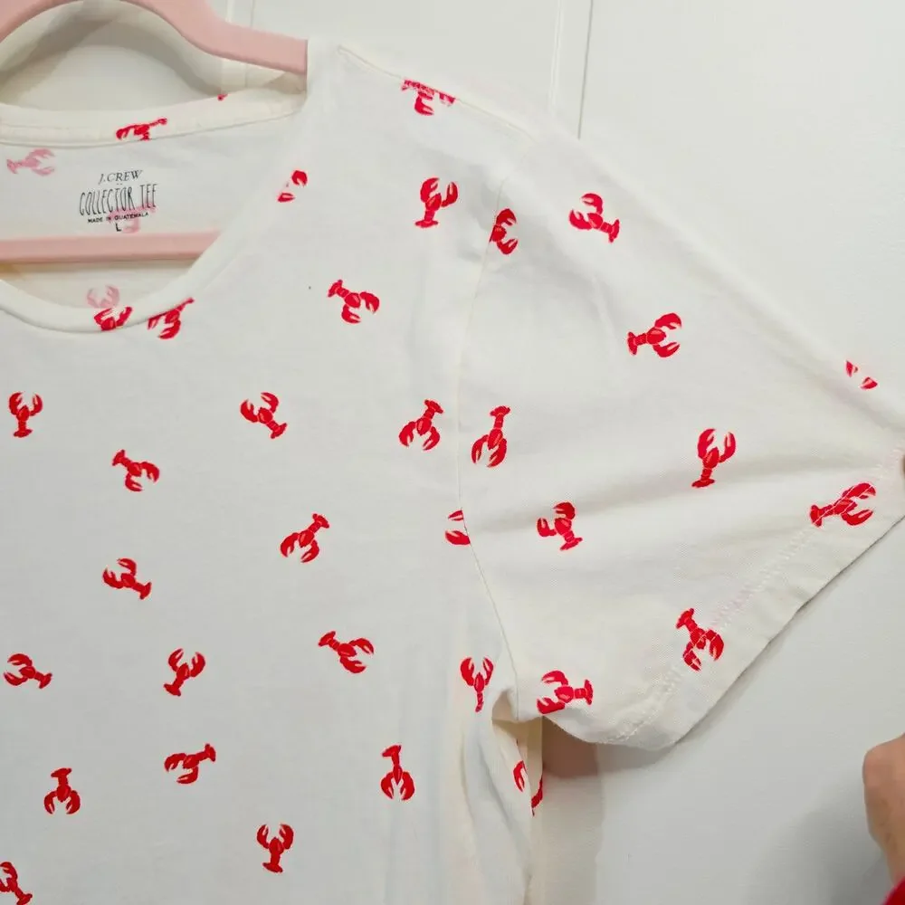 J.Crew Vintage Cotton All-Over Lobster T-Shirt Collector Tee Size L - Picture 5 of 6